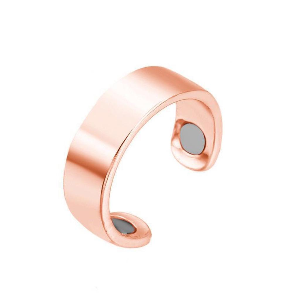 Rose Gold Magnetic Therapy Couple Bangles - Open Smooth Design for Men & Women
