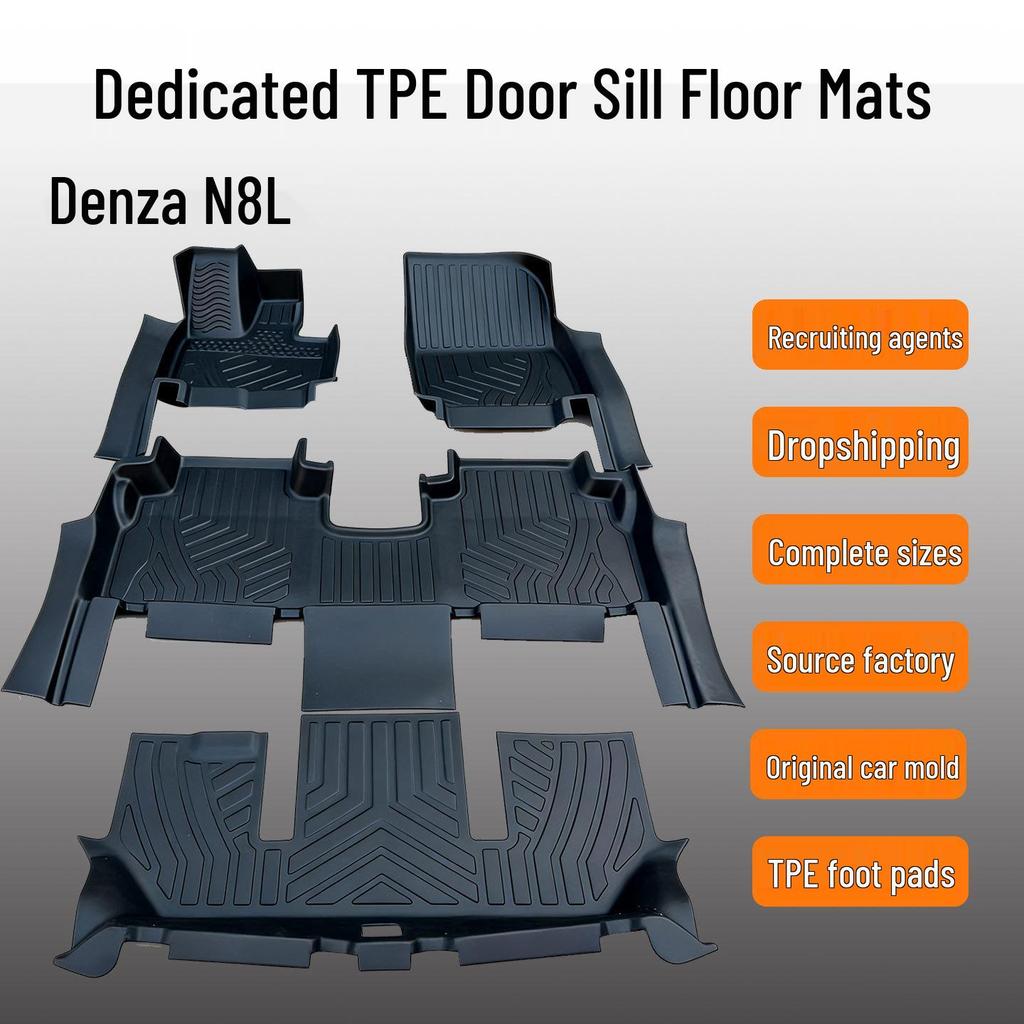 Eco-Friendly TPE Floor Mats for BYD N8L - Odorless, Wear-Resistant, Double-Layer, Includes Door Sill Protection