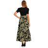 Women's Fashionable Casual Belt Short Sleeved Round Neck Print Elegant Temperament Dress