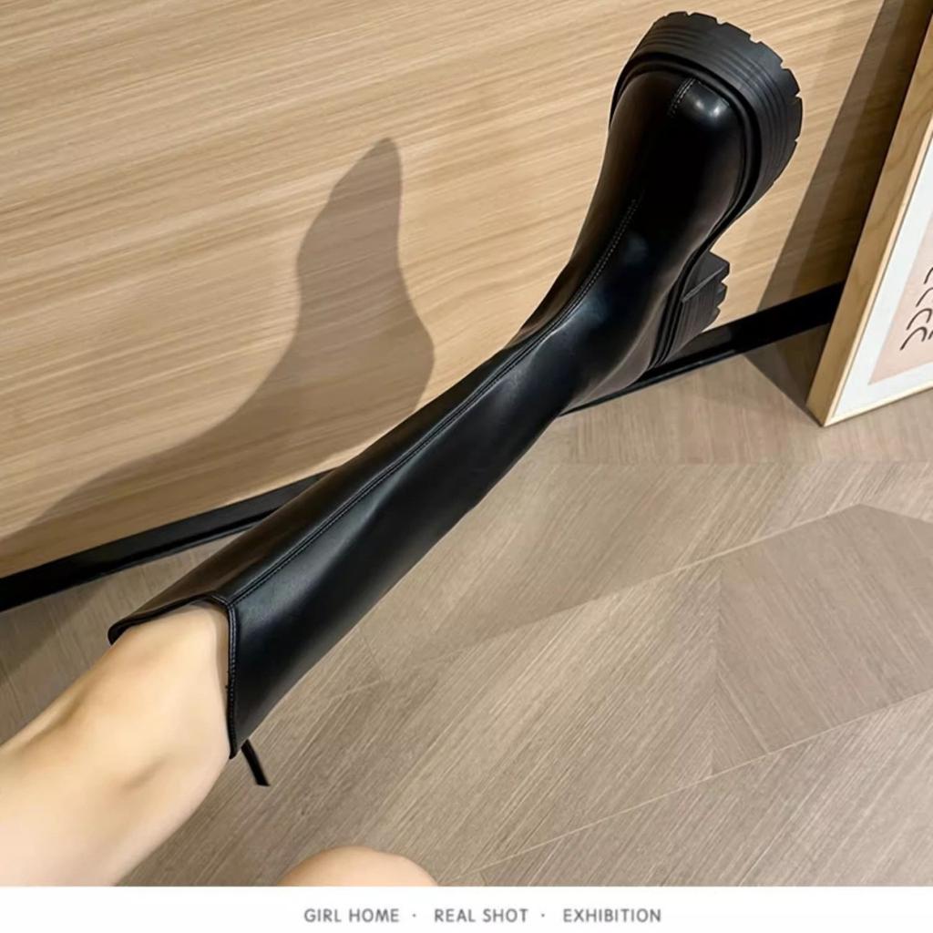 Long boots women's 2025 autumn and winter new ins thick-soled thick-heeled high knight boots, but knee-length fashion boots are versatile