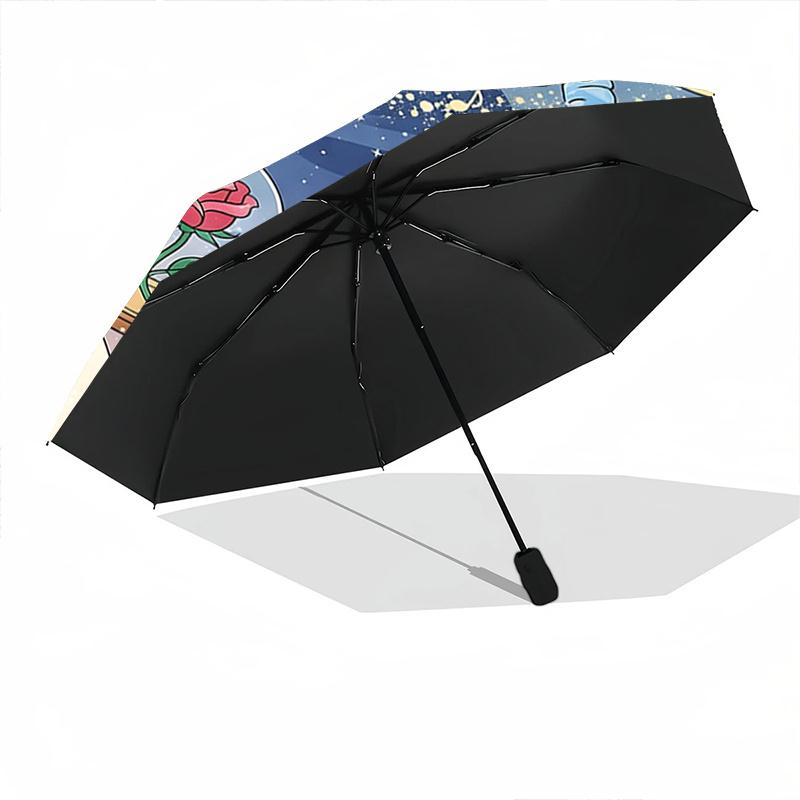 1pc Mickey's Magical Evening Durable Cartoon Folding Umbrella, Portable 3-Fold Compact Umbrella for Men and Women, Suitable for Travel or Da