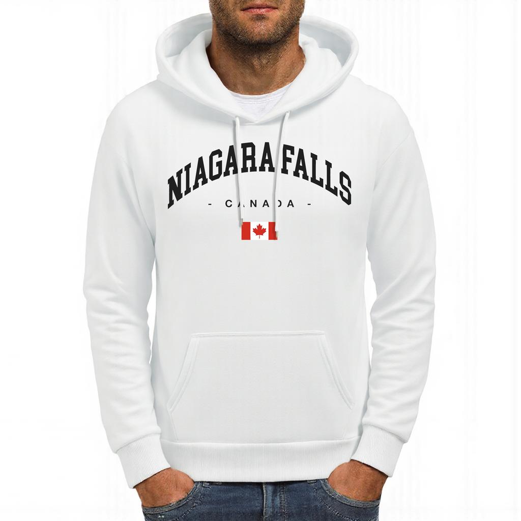 Niagara Falls Canada Printing Mens Hoodies Autumn Pocket Hoody Fleece All-Match Hoodie Loose Comfortable Male Sportswear