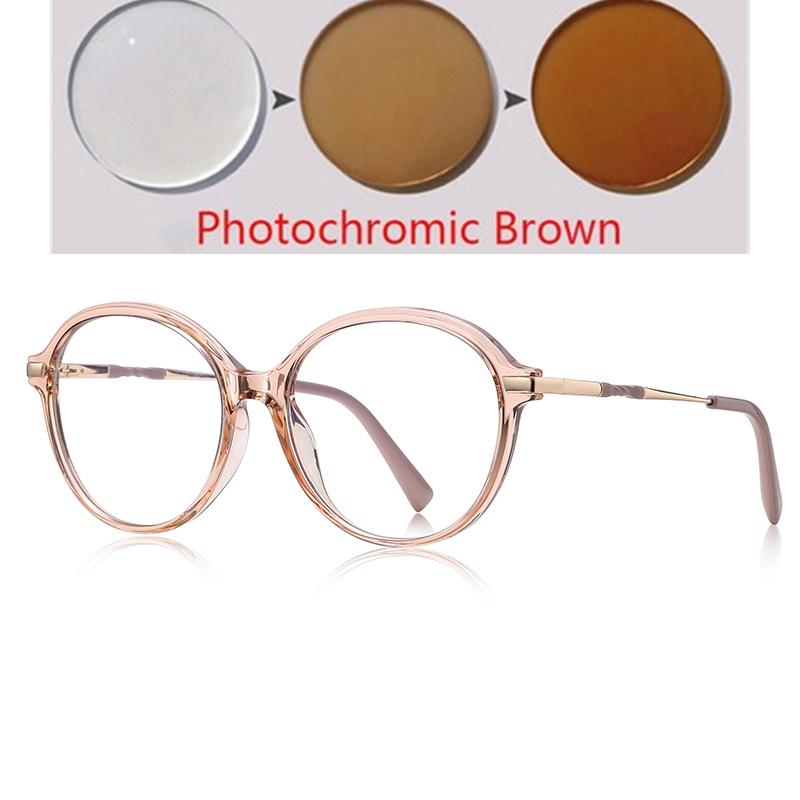 Diopter 0 -0.5 -0.75 To -6.0 Women Round Short-Sight Prescription Spectacles Frame Blue Light Blocker Student Myopes Lunettes