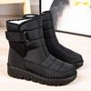 Fashion Snow Boots for Women's Thicken Plush Cotton Boots Winter Thick Platform Waterproof Warm Booties Hook Loop Plus Size Ladies Shoes