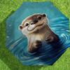 1pc Otter Water Pattern Umbrella Design Automatic Opening and Closing Umbrella, High-quality Travel Umbrella,  c1128047