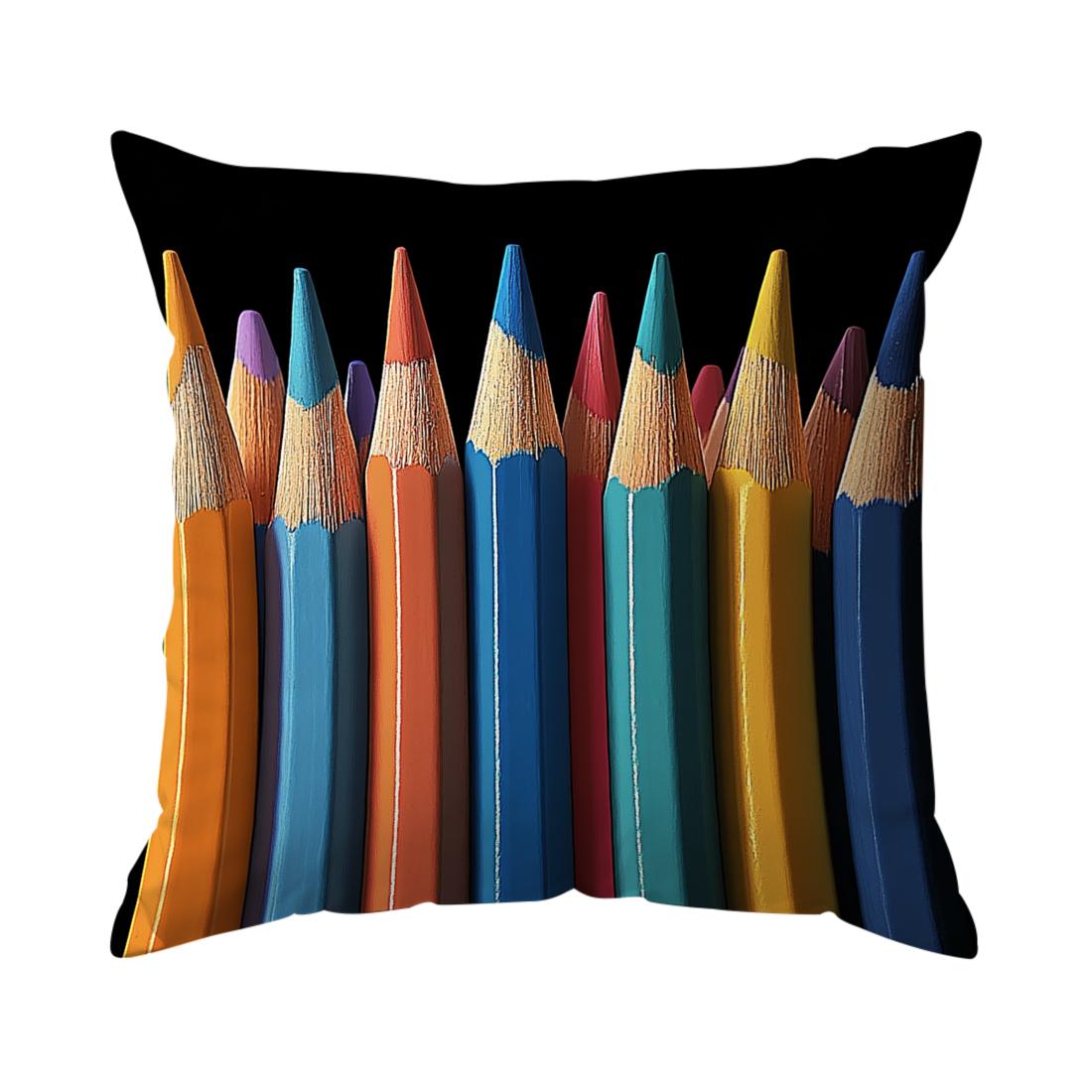 Thème Crayons de Couleur Rentrée Scolaire Coussins Housse de Coussin Polyester Housse de Coussin Coussin d'Appoint Housse de Coussin Décoration Maison Voiture Canapé 45x45cm