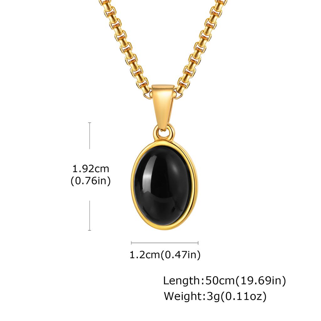 Men's Fashion Minimalist Natural Tiger Eyes Stone Necklace, Stainless Steel Geometric Pendant Necklace, Punk Vintage Jewelry