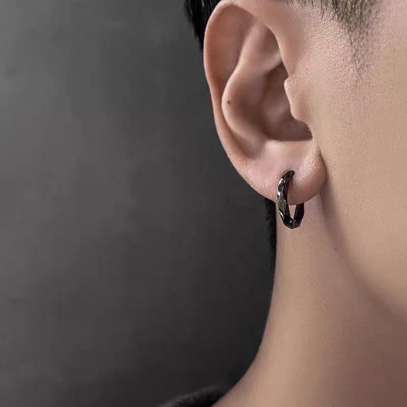 Men's Trendy Clip-On Fake Ear Studs - Hip-Hop Style Earrings with No Piercing Required