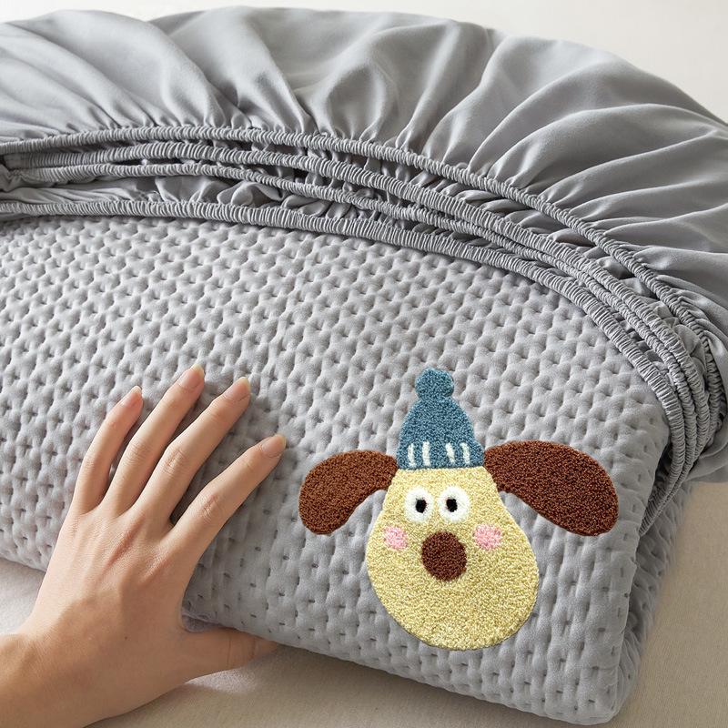 Spring & Summer Chenille Embroidery Quilted Fitted Sheet Mattress Protector