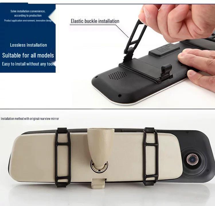 Dual Camera Rearview Mirror Dash Cam with Reversing Image and DVR for Front and Rear Recording