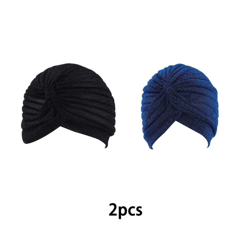 Wholesale Gold Shiny Indian Hat Vintage Wide-brimmed Headscarf Hat for Women Simple Elastic Turban Hat