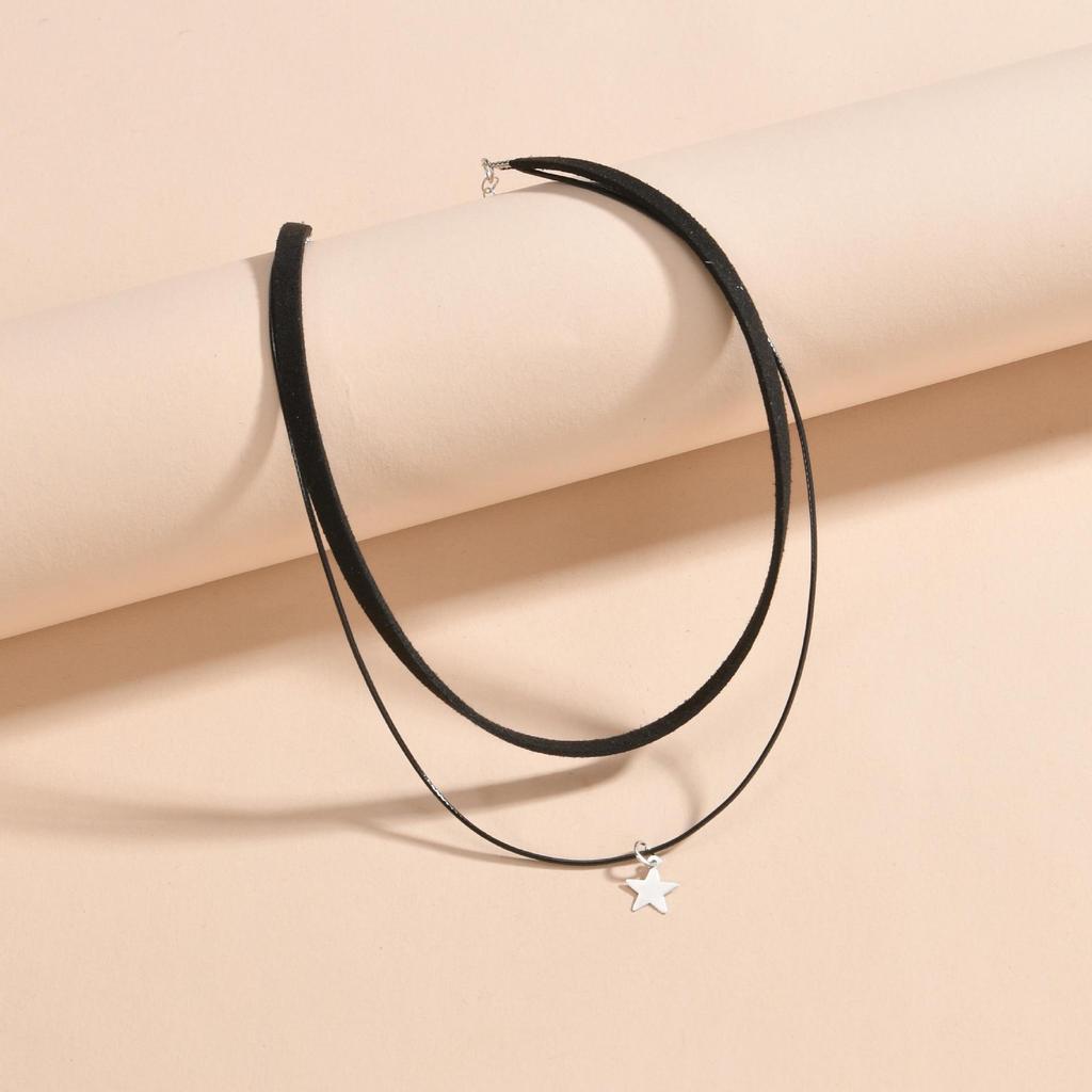 Stylish Alloy Star Pendant Velvet Cord Double Layer Women's Choker