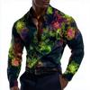 Men's Floral Print Neon Flowers Shirt Button Up Shirt Casual Dress Shirt Long Sleeve Streetwear Turndown 3D Print Collared Shirt