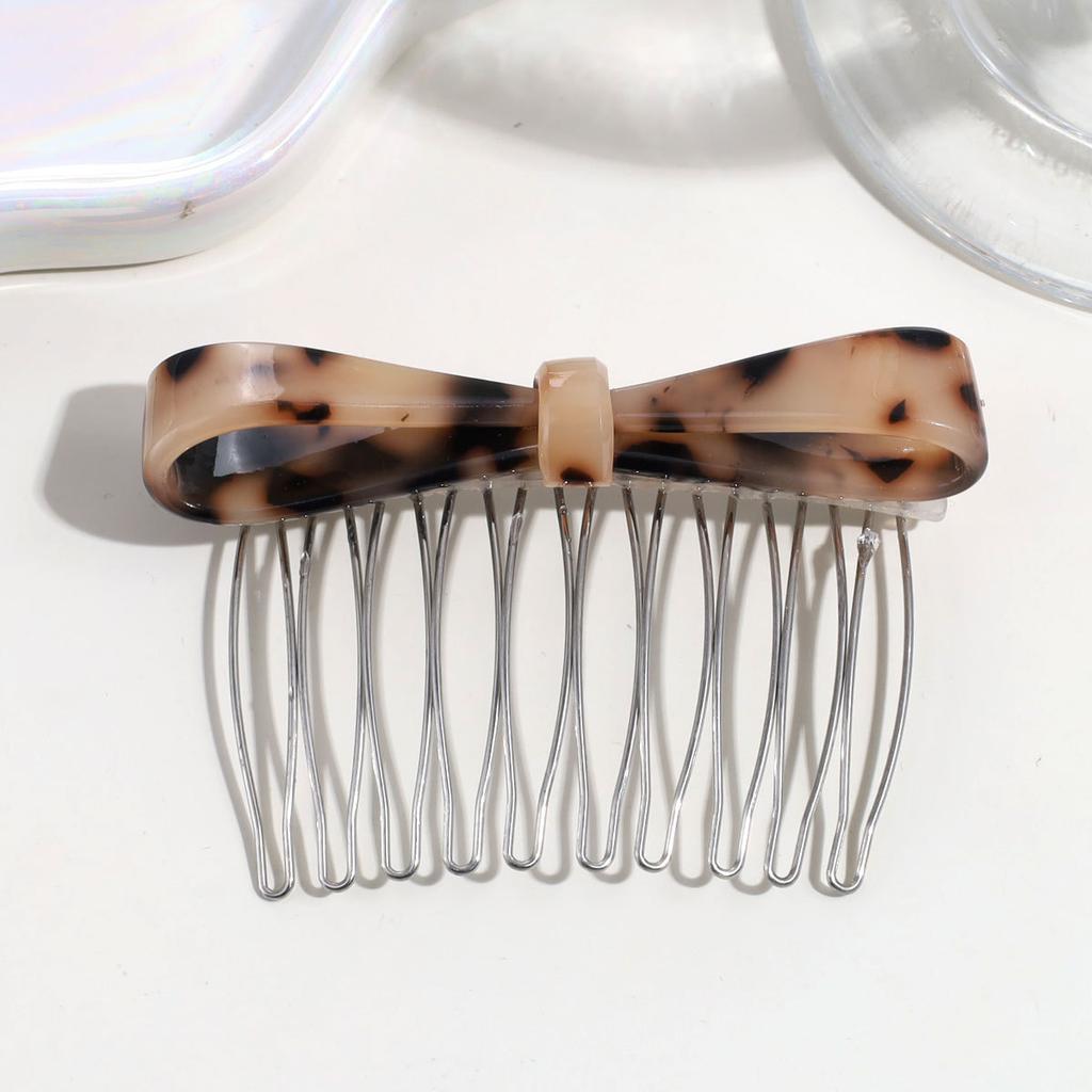 Classic Acetate Bow Metal Combs Hair Clip for Women Girls Bangs Collection Upside-down Hairpin Hair Accessories Styling Tool