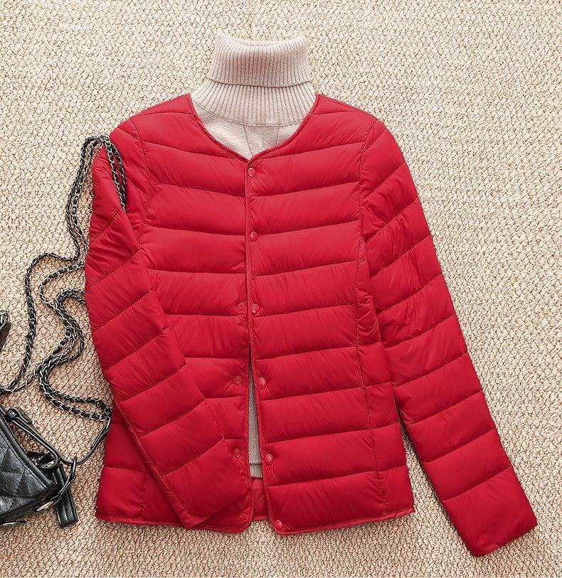 Women's Jacket Autumn Winter Ultra Light Down Cotton Collarless Padded Coat Matt Fabric Lightweight Warm Female Windbreaker Park
