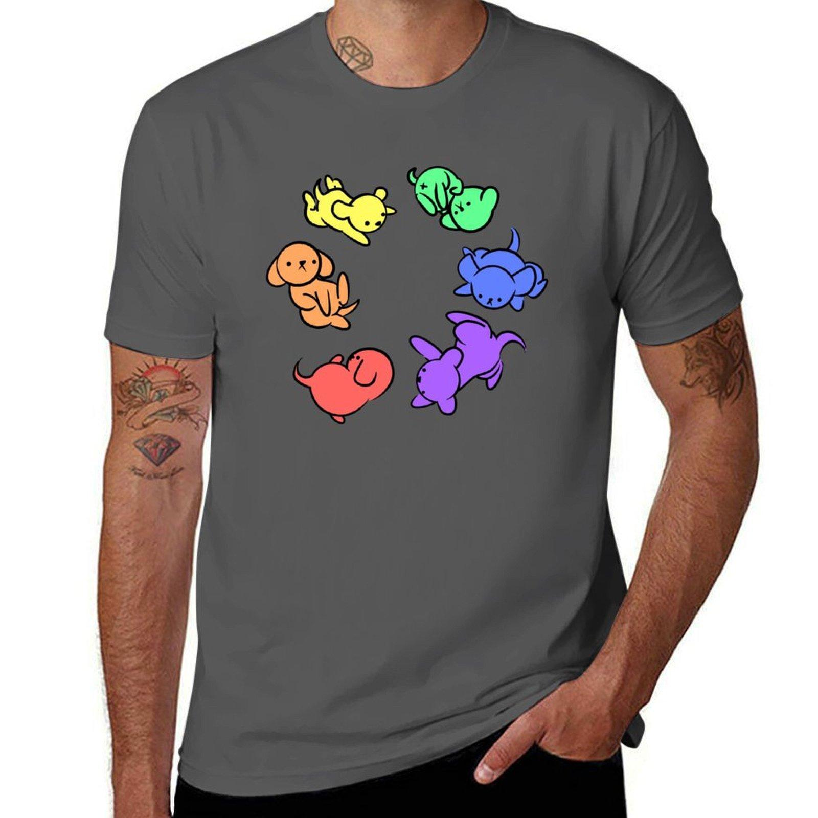 

Rainbow Puppies Loop T-Shirt t shirt for man t shirts with prints t shirt man luxury T-Shirt 4XL