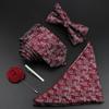 Men Tie Set Jacquard Woven Necktie Bowtie Tie Clipred For Groom Business Wedding Party