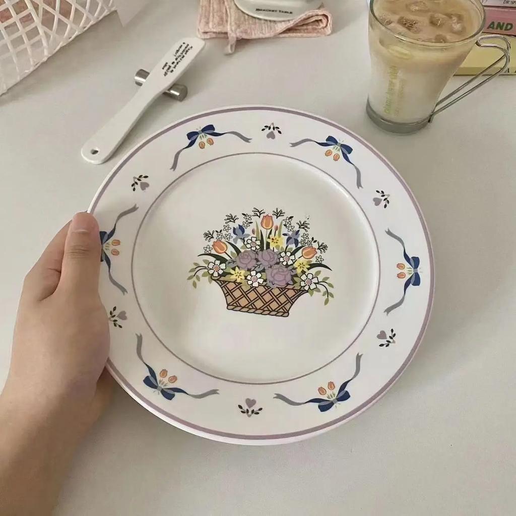 Cute Creative Porcelain Plate Korean Style Cartoon Household Tableware Breakfast Toast Plates Ceramic Kitchen Supplies 8inches