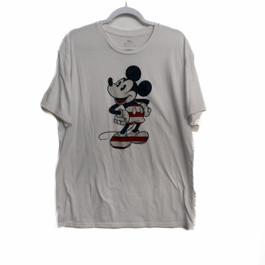 Disney Mickey Mouse Mens White T Shirt Graphic Print Crewneck Short Sleeve XL