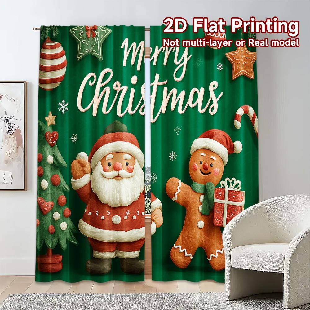 2D Flat Printing,JIT 2pcs, Curtains (Without Rod) Festive Cheer (2) Popular Curtains&Drapes Polyester Easy Install Curtains