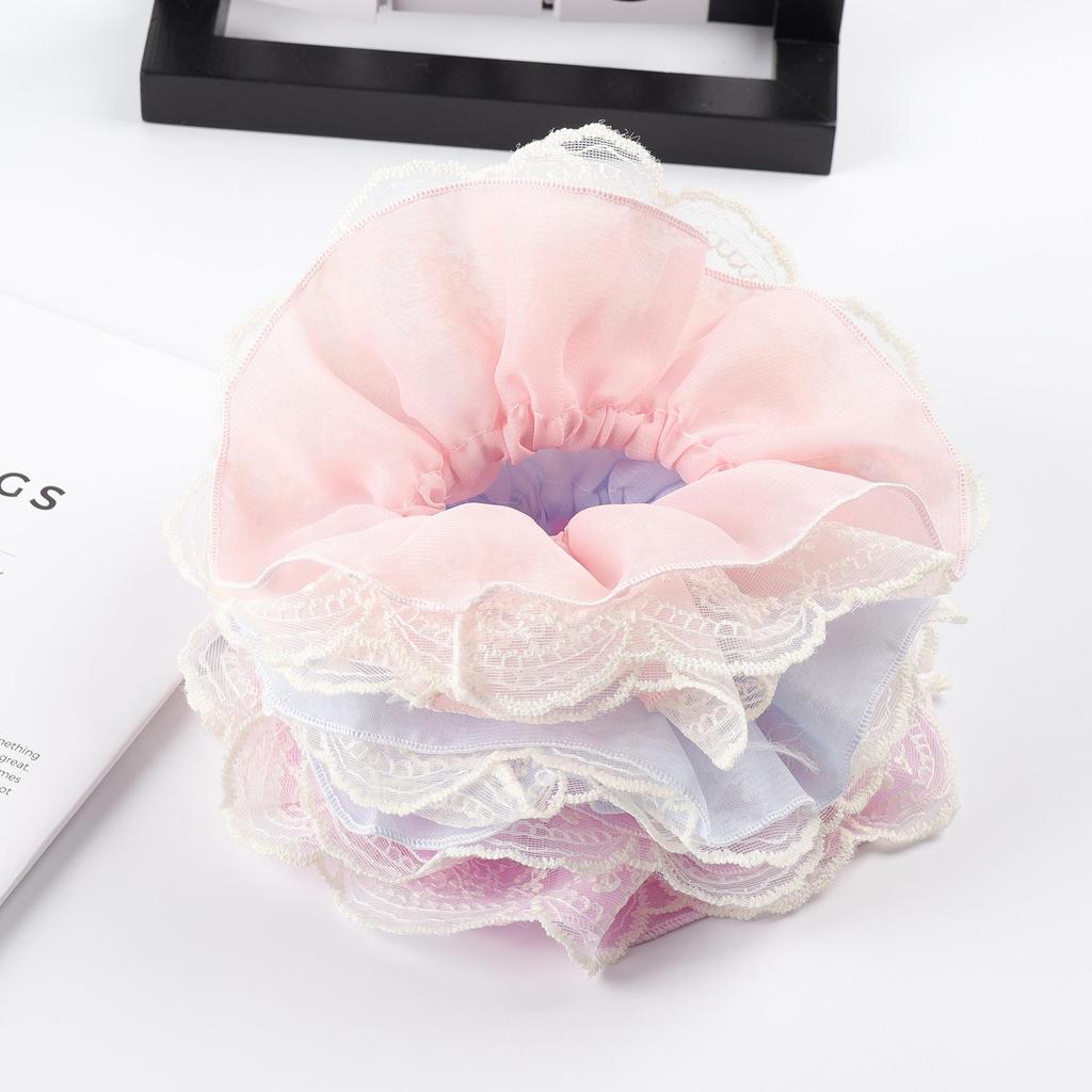 Lazy Style Korean Sweet High Elasticity Hair Tie for Girls - Large Intestine Hair Rope & Flower Rubber Band Accessory