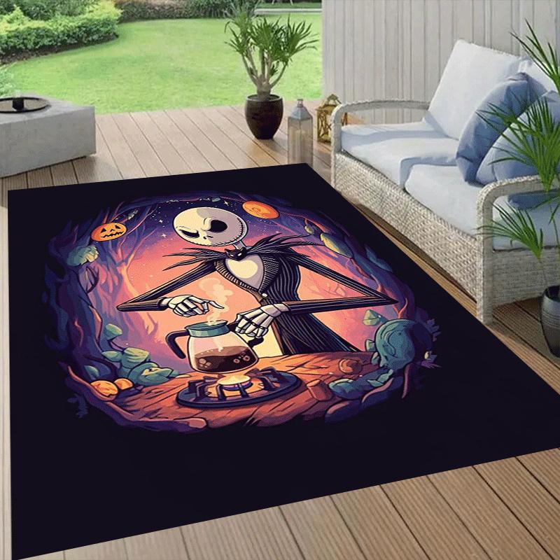 1pc The Nightmare Before Christmas Pattern Area Rug Soft Flannel Floor Mat for Living Room,Office,Bedroom and Carpet,Sofa Coffee Table Floor Mat