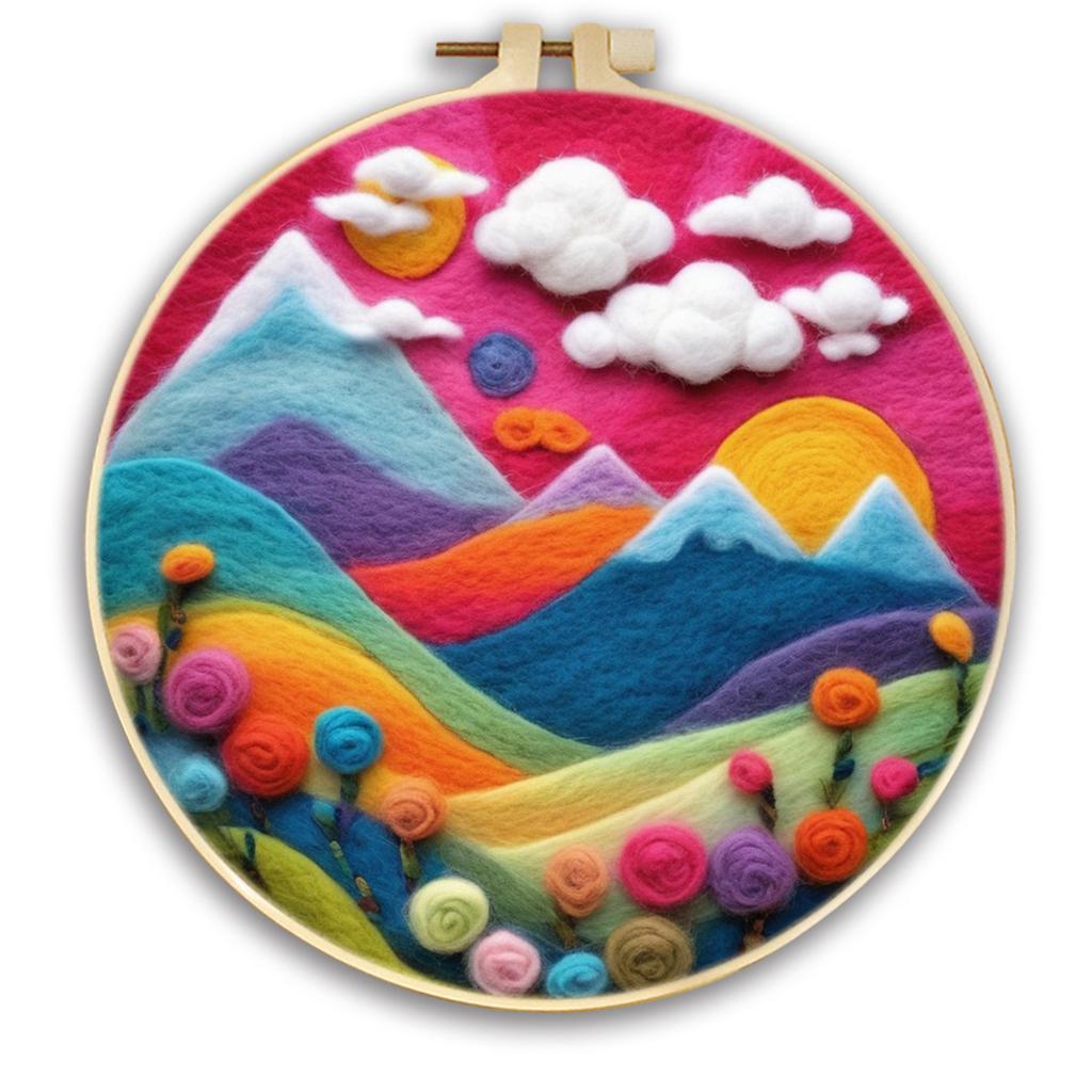 1 stk Broderisett med hav- og fjellmønster, Filtmaling DIY-gave
