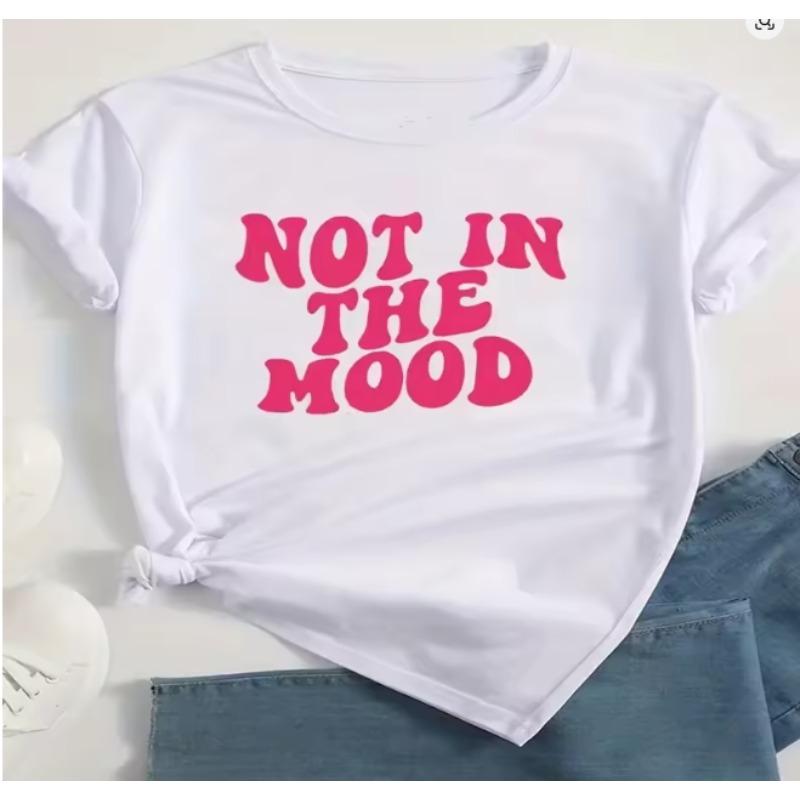 Plus Size Casual Tshirt Womens Plus Slogan Print Casual Beachwear Top Harajuku Short Sleeve Casual Aesthetic Clothes S