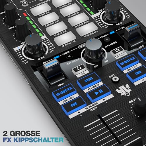 Reloop Mixtour Pro High Quality, Ultra-portable, All-in-one 4-deck DJ Controller with Audio Interface