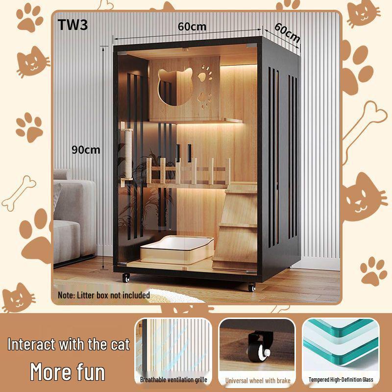 Wooden Indoor Cat Villa: Multi-Functional Pet Cabinet Shelter and Bed