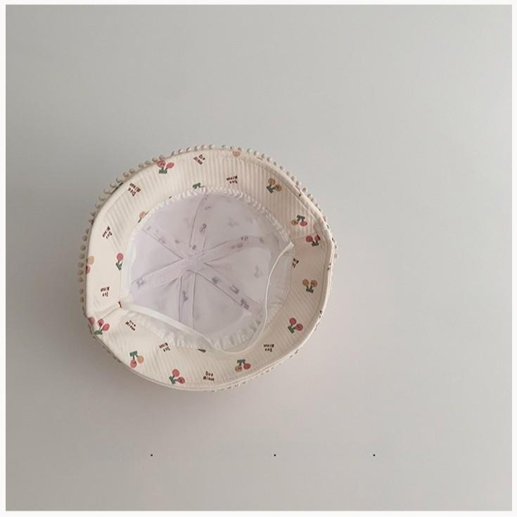 Baby Girl Floral Bucket Hat With Bowknot And Double Cherry Pattern Stylish Sun Hat For Infants And Toddlers