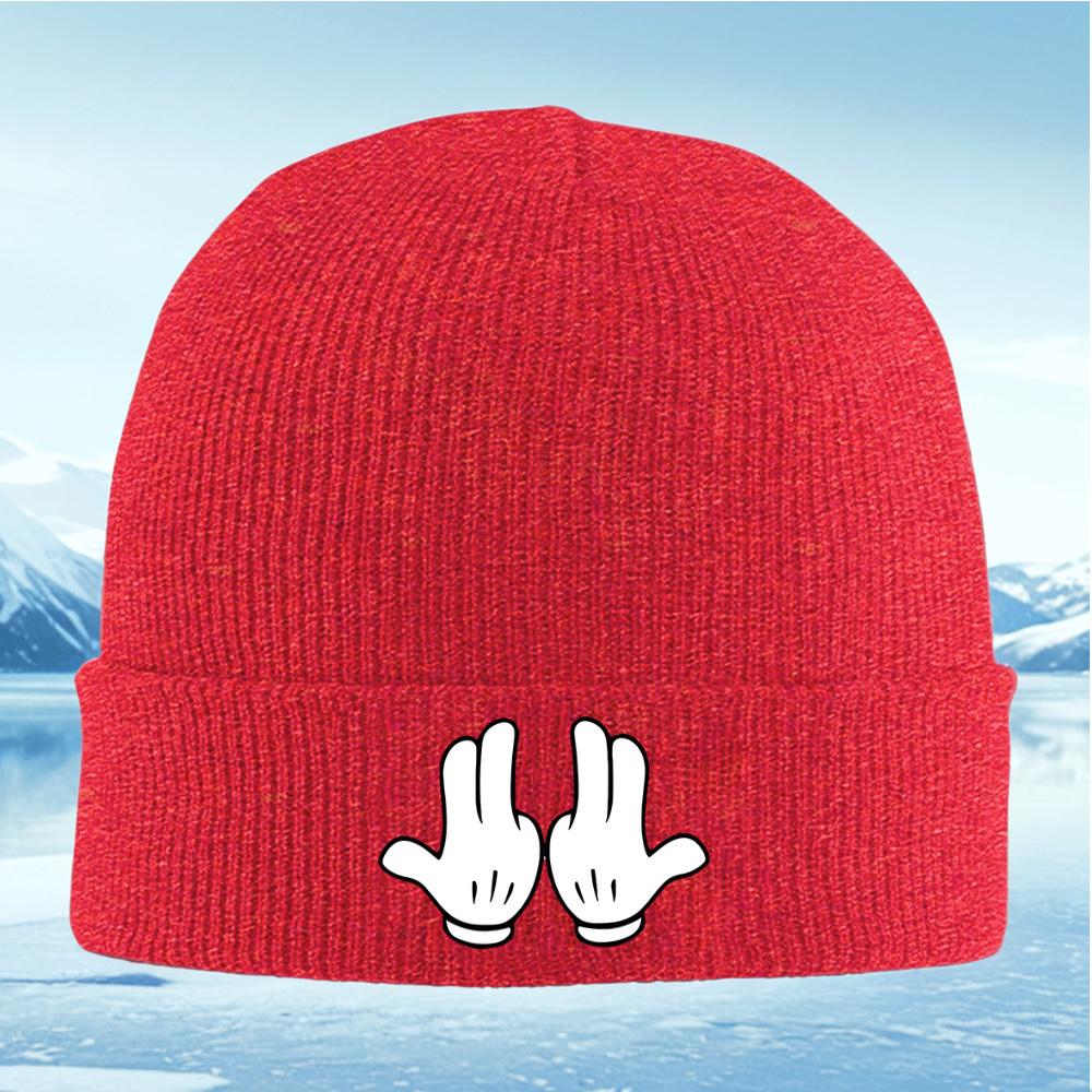 White gloved hands,fingers raised up Men Women Unisex Knitted Hat Beanie Pullover Cap Winter Thermal Warm Christmas Outdoor Cycl