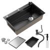 Multifunctional Kitchen Sink Top-Mount Sink 30 Inch Drop In Single Bowl Stainless Steel Black Workstation with Accessories (29.5" X 17.7")