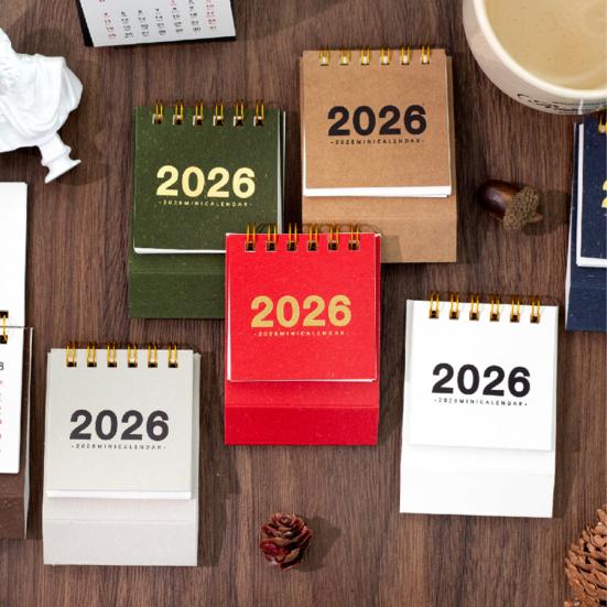 Mini Desk Calendar 2026 Standing Flip Small Desktop Calendar Jan.2026 to Dec 2026 12 Monthly Calendar with Twin-Wire Binding for Home Office School