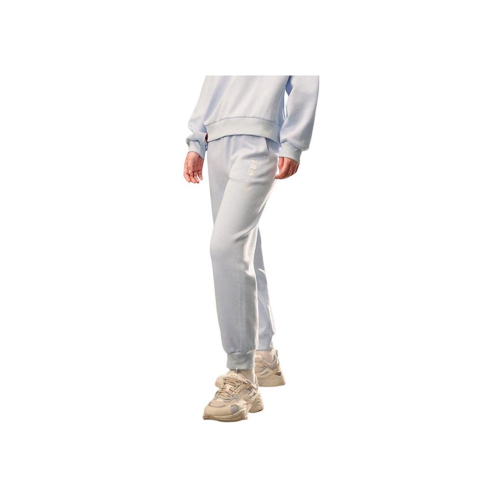 Fila Solid Color Logo Print Loose Fit Cuffed Casual Pants Women Bottoms Blue F11W240601F-LB