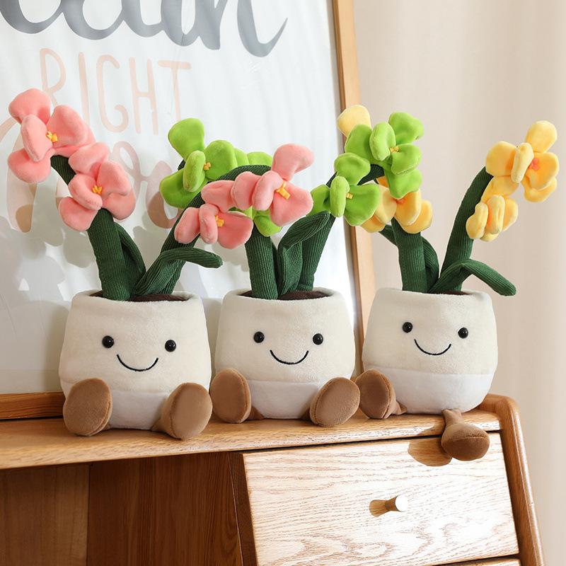 Simulated Potted Plush Toys Hyacinth Cactus Plant Animal Ornaments Flowers Decoration Children's Toys