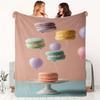 Macaron balloon cake pattern Flannel printed blanket suitable for all seasons suitable for living room office sofa and travel