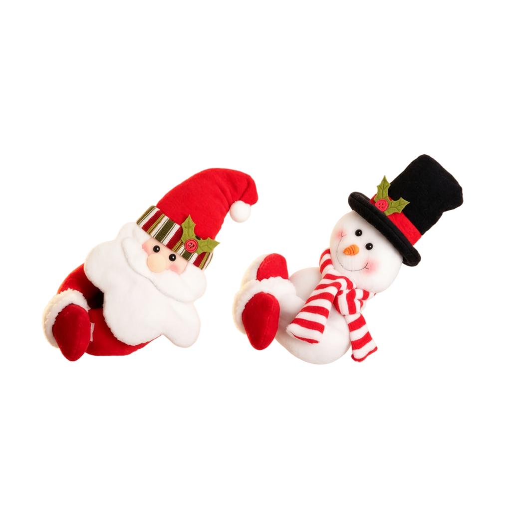 Fabric Curtain Tiebacks and Snowman Doll Design for Christmas Holiday Window Decoration