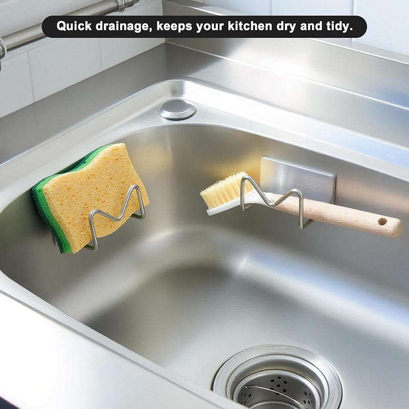 304 Stainless Steel Rustproof Brushed Finish Storage Rack 1Pcs Stainless Steel Sponge Holder Kitchen Sink Caddy Organizer
