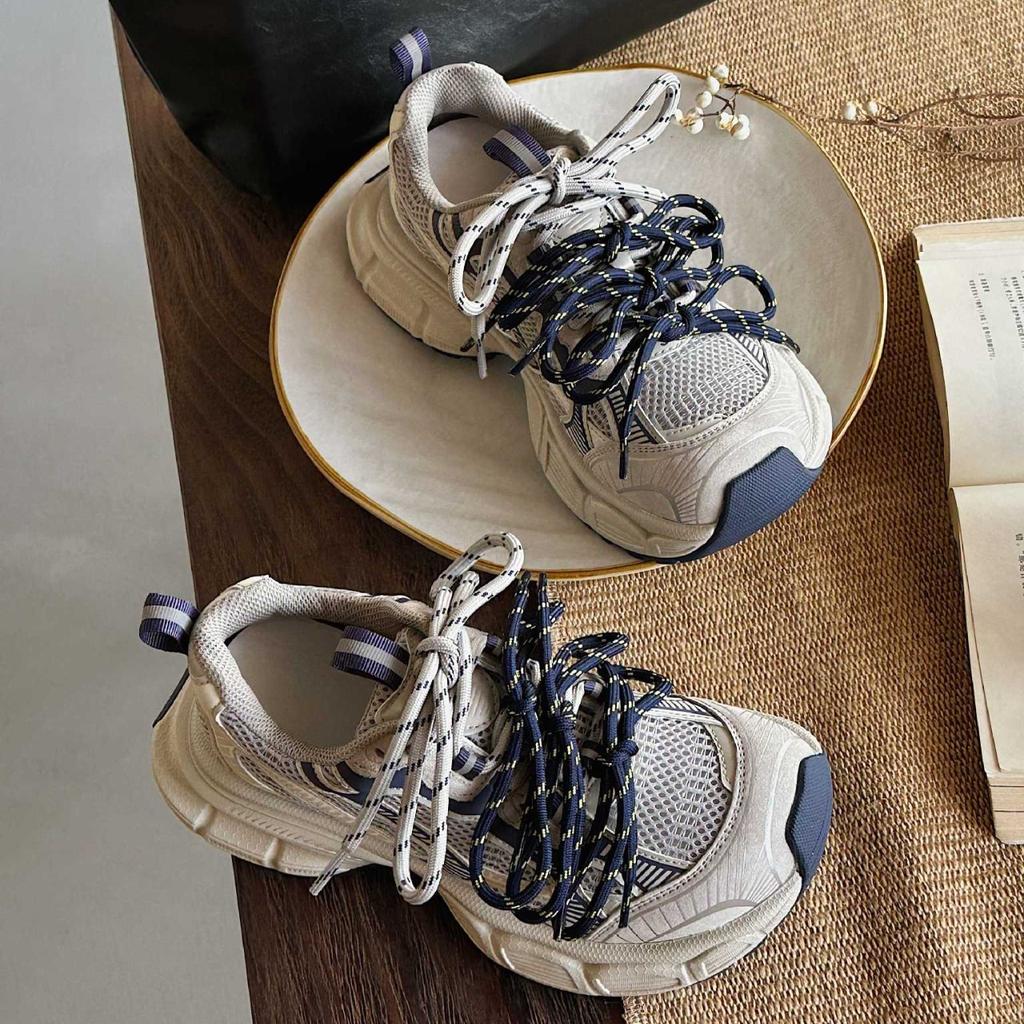 Leather thick-soled heightening dad shoes for women's 2025 autumn new strap design breathable versatile casual sports shoes