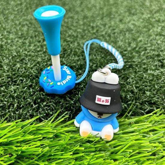 Cartoon Anti Lost Golf Tee Hanger with Tee Plastic Donut Design Golf Tee Ring with Strap Loss Prevention Golf Tee Holder for Men Women Golfers