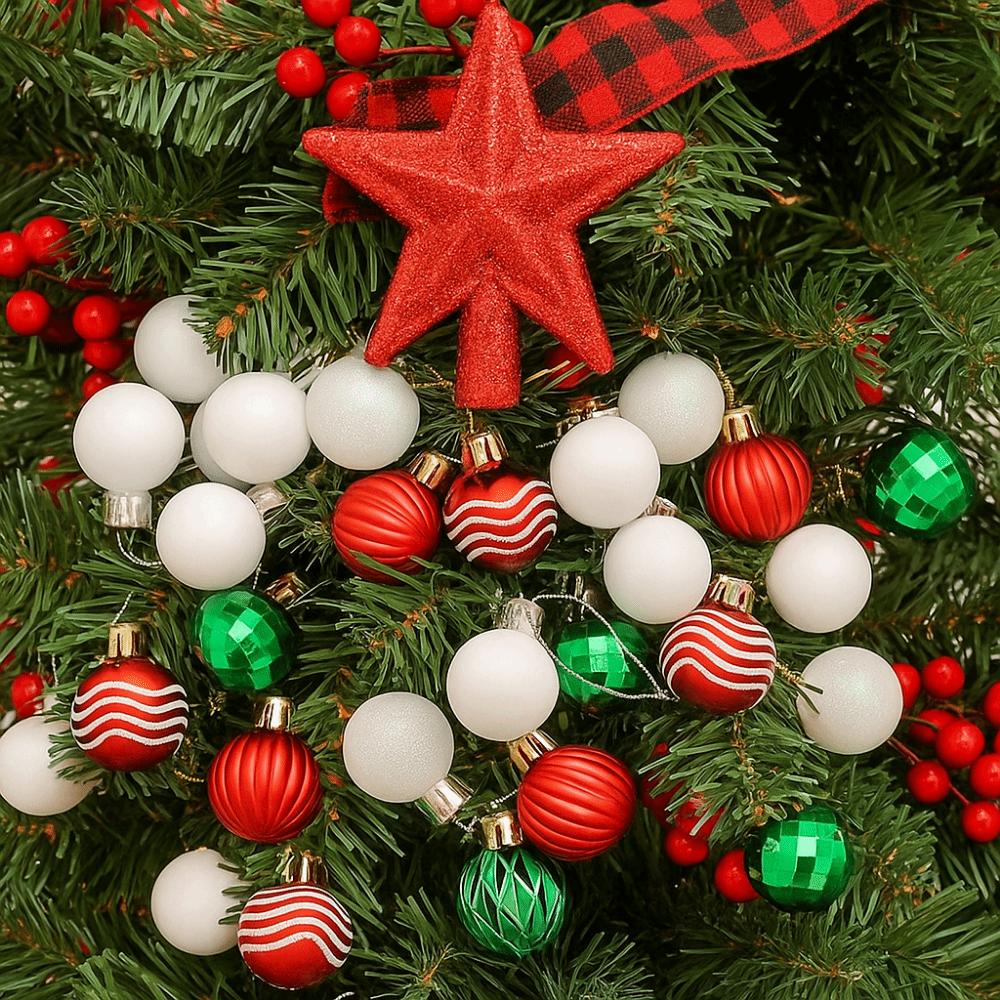 36pcs Glitter Christmas Baubles Plastic Christmas Tree Topper Xmas Tree Hanging Ball  Holiday Party
