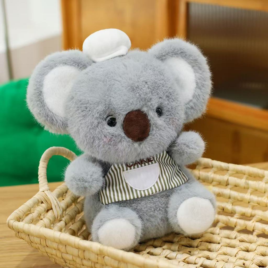 Koala Chef Cute Plush Doll With Striped Apron Decoration For Relaxing Gift And