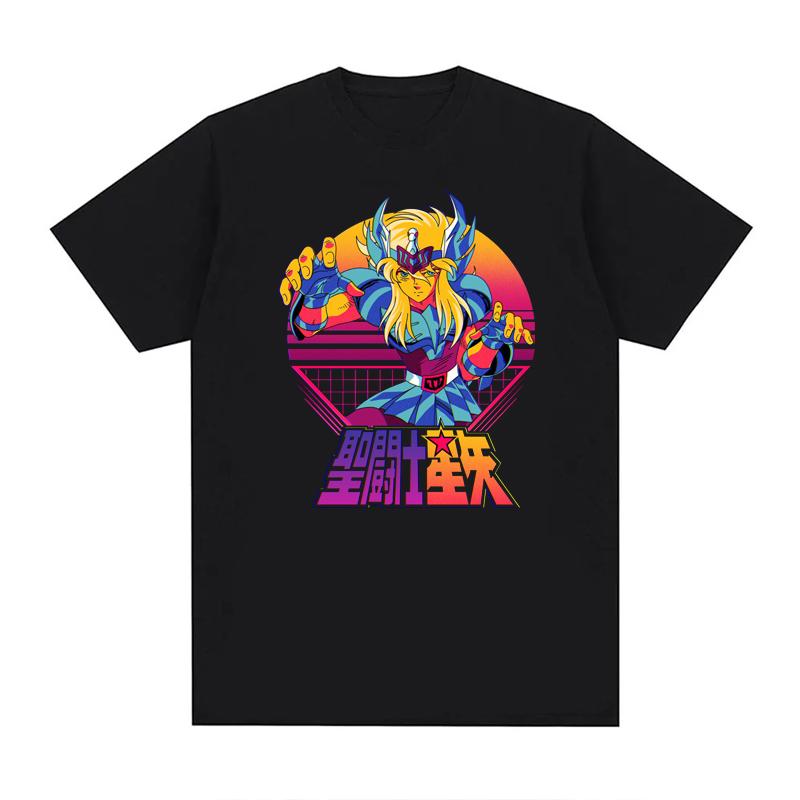 Summer Print  Anime  T Shirts Men Women Saint Seiya O Neck 100% Cotton Unisex Tops EU Size Harajuku Tops Boys Clothes