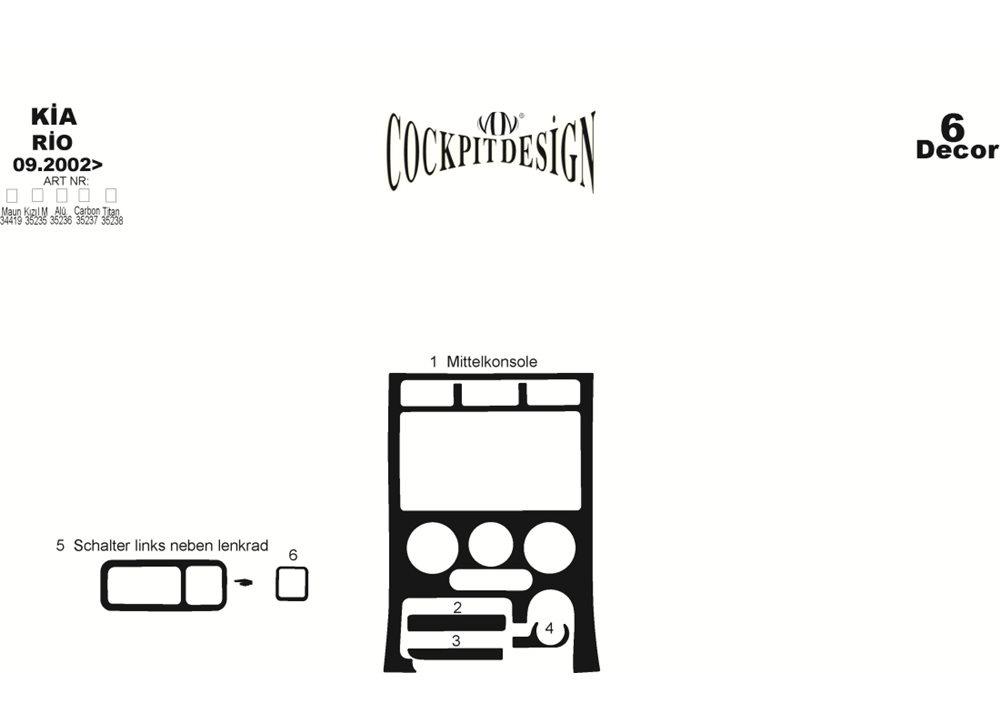 Накладки на панель (2002-2005) Дерево для Kia Rio