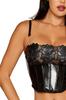 Black Bustier With Faux Leather Underwire, Matching Thong Dg13655 Blk
