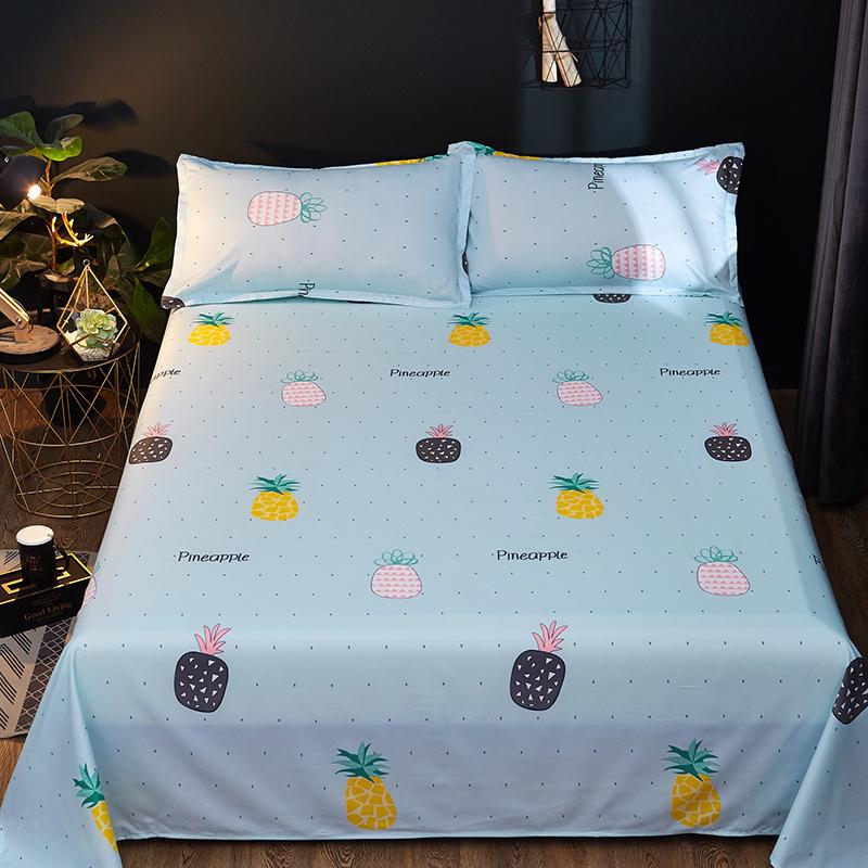 New Flat Sheets Queen Size Printed Bed Sheet Simple Mattress Cover Bedding Adult Student Bedroom Four Seasons Bedspread Hot Sale