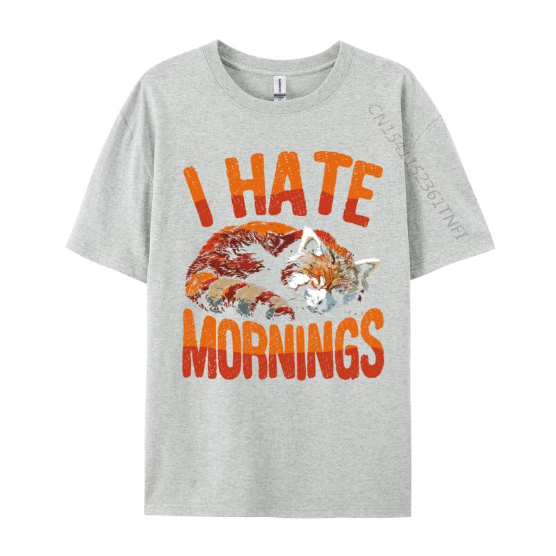 I Hate Mornings Red Panda Lazy Day Nap Time For Unisex Top Tshirts Hip Hop Graphic Cotton Tops Shirts Tops Shirts For Unisex