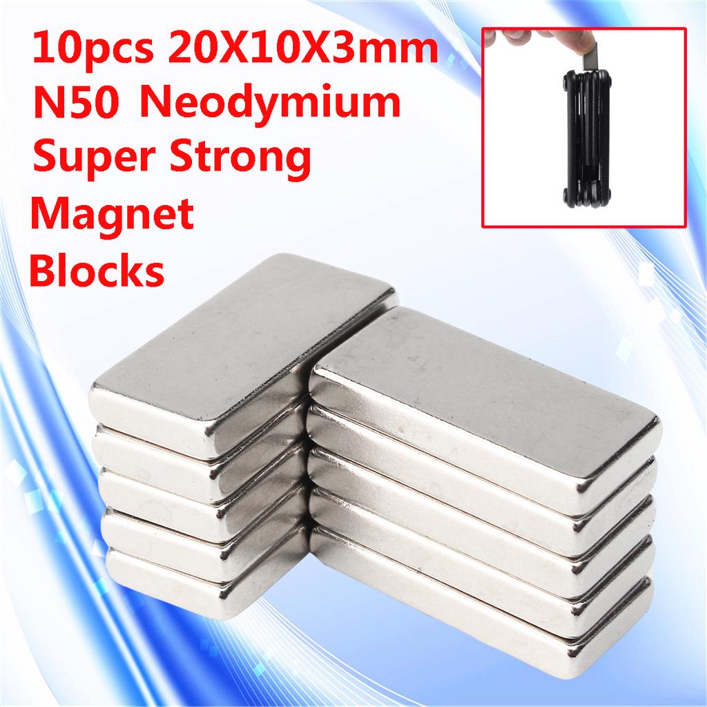 10PCS Super Strong Neodymium Block Magnets Hole Rare Earth N50 Grade 20x10x5mm