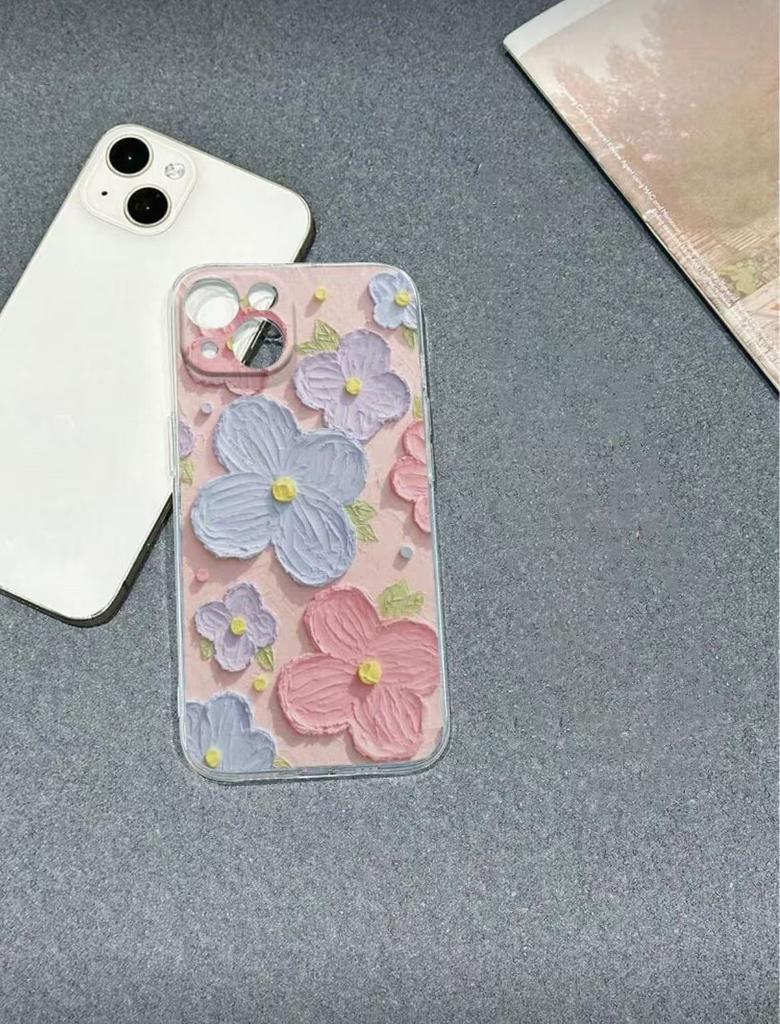 Pink Purple Flower Is Suitable for Iphone17pro Mobile Phone Case Apple 16 Bracelet 14 Space Case 13promax New 15X.